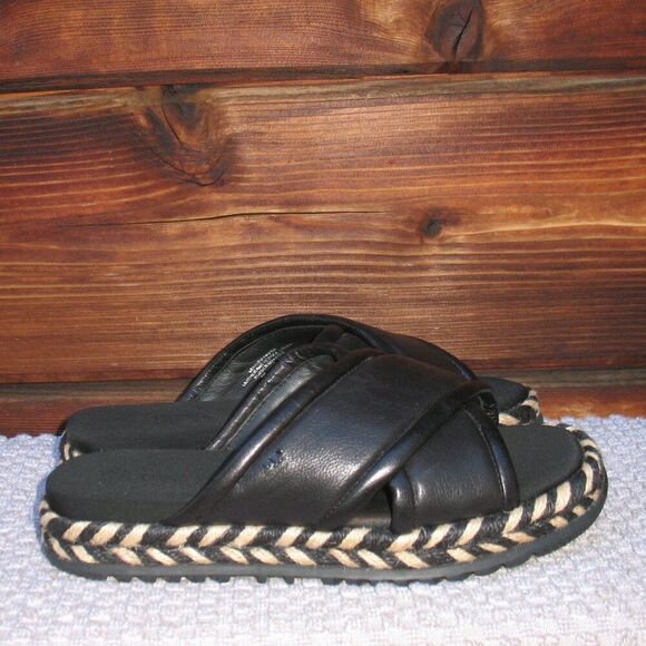 Tory Burch Leather CRISSCROSS ESPADRILLE SLIDE - Picture 4 of 11